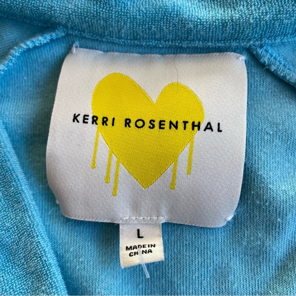 KERRY ROSENTHAL Blue French Terry Cardigan Heary Elbow Patch Large - Picture 6 of 6